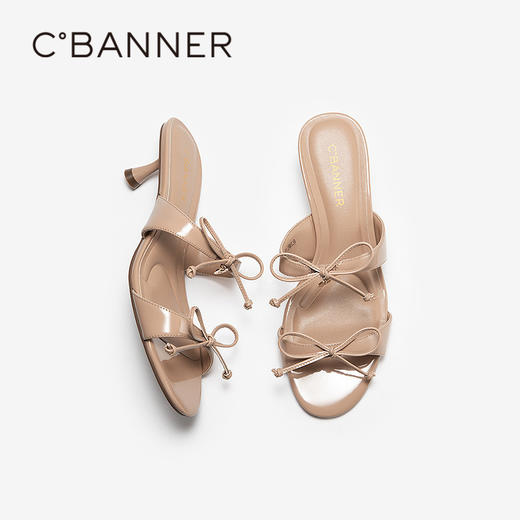 【上新】【静音系列】千百度蝴蝶结细高跟凉拖鞋女2026夏季一字拖A26390103 商品图4