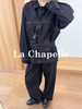 专柜实拍【轻奢风牛仔】拉夏贝尔/La Chapelle翻领口袋明线廓形设计配腰带时髦牛仔上衣气质老钱风外套 商品缩略图2