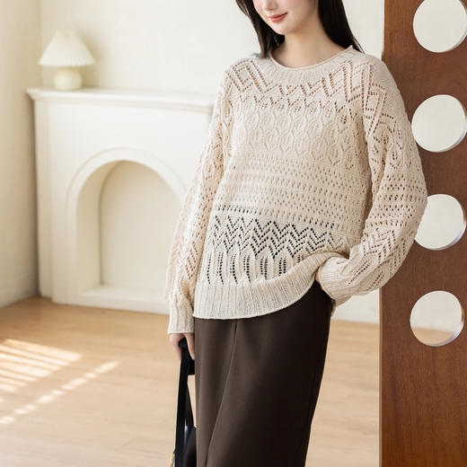 苏苏姐家织荷镂空上衣手工diy编织棒针亚麻蕾丝线毛线自制材料包 商品图3