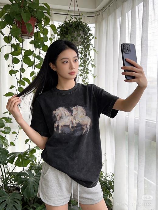 Mo*飞马烫钻水洗T 商品图2