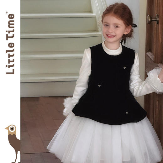 littletime女童连衣裙2026秋冬新款儿童小香风背心裙公主裙礼服裙 商品图1