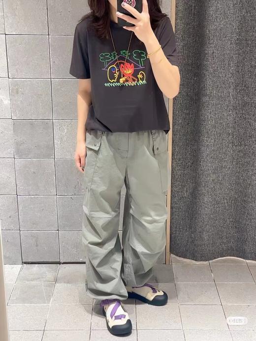 F032036户外休闲运动女孩美式运动裤女生薄尼龙宽松直筒裤 商品图5