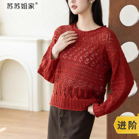 苏苏姐家织荷镂空上衣手工diy编织棒针亚麻蕾丝线毛线自制材料包