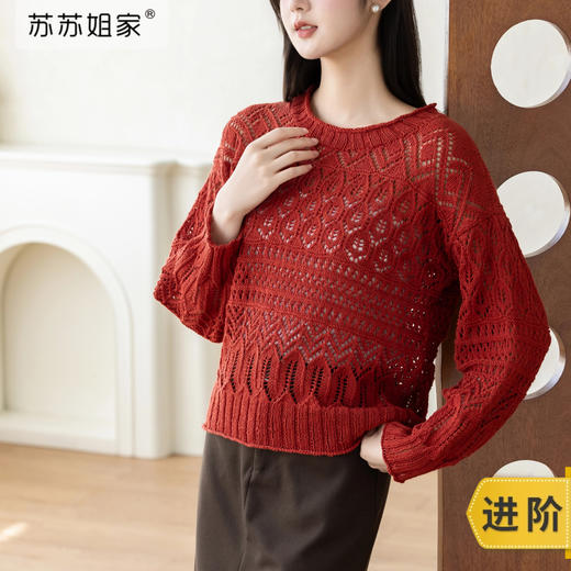 苏苏姐家织荷镂空上衣手工diy编织棒针亚麻蕾丝线毛线自制材料包 商品图0