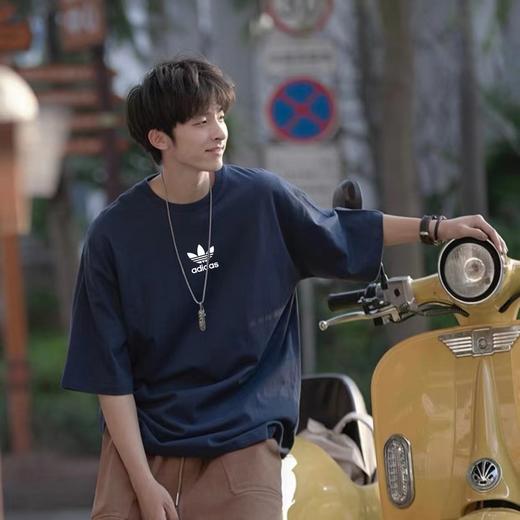 F0320117高克重纯棉圆领套头短袖上衣男女同款T恤 商品图5