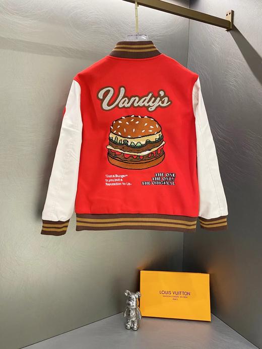 F032099简约休闲百搭趣味字母汉堡图案刺绣拼接棒球服 商品图1