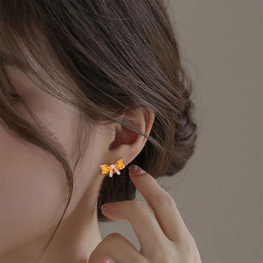 【黄水晶耳钉】S925银轻奢爱心蝴蝶结饰品送女生节日礼物一物一证JE25018-水晶CC 商品图4