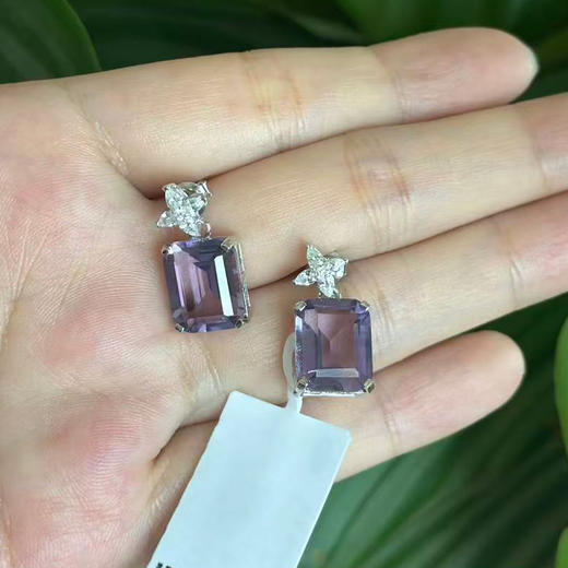 【紫水晶项链/耳钉】S925银轻奢吊坠饰品送女生节日礼物一物一证JP25009/JE25019-水晶CC 商品图2