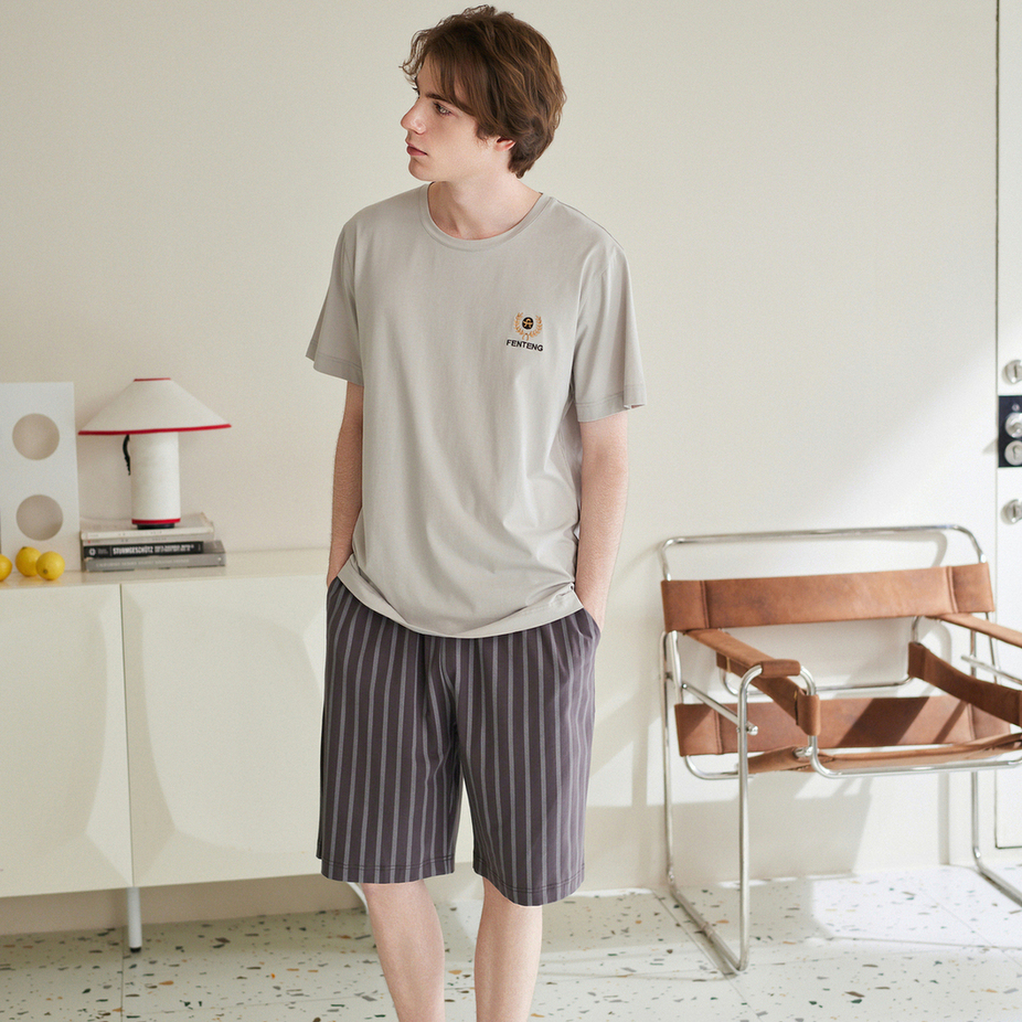 男士夏季短袖短裤纯棉睡衣yc0416011