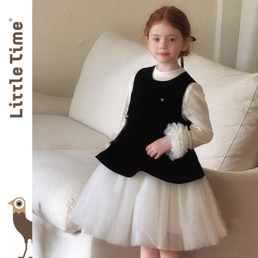 littletime女童连衣裙2026秋冬新款儿童小香风背心裙公主裙礼服裙 商品图0