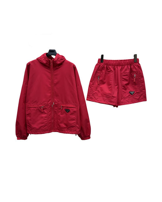 女款尼龙连帽外套短裤套装ho020 商品图0