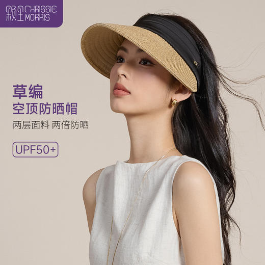 CHRISSIE MORRIS 颗里草编防晒空顶帽 商品图0