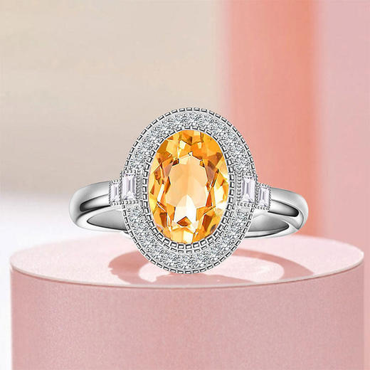 【黄水晶戒指】S925银均码轻奢时尚首饰品送女士节日礼物一物一证JR25011-水晶CC 商品图0