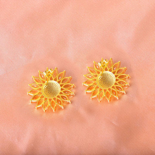 【黄水晶轻奢耳钉/项链】S925银时尚向日葵饰品送女生日节日礼物JE25053/JP25053-水晶CC 商品图6