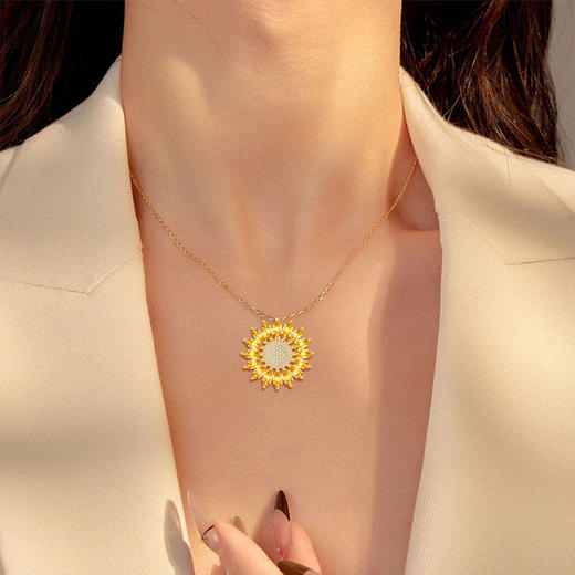 【黄水晶轻奢耳钉/项链】S925银时尚向日葵饰品送女生日节日礼物JE25053/JP25053-水晶CC 商品图10