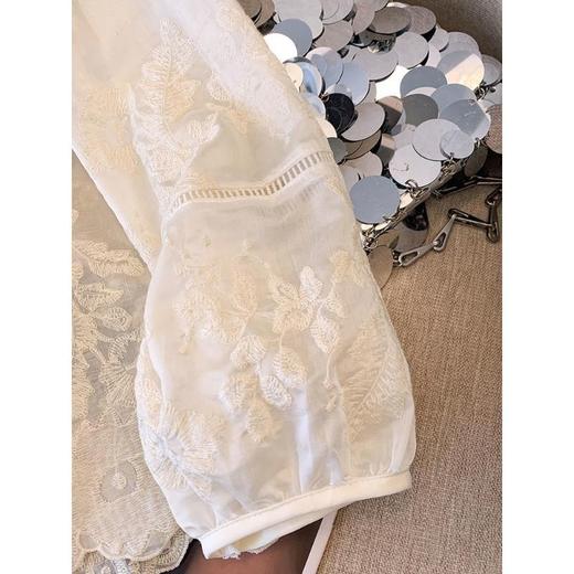 【15天内发出】新中式立领蕾丝衬衫 国风打底衫上衣重工刺绣衬衣防晒衫 商品图3