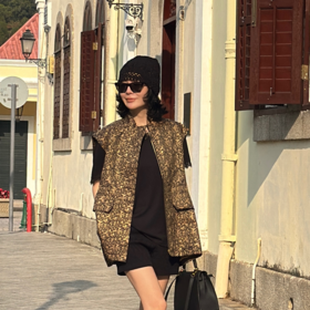 【凤凰于飞】人丝金丝线提花复古国风无袖马甲M9037