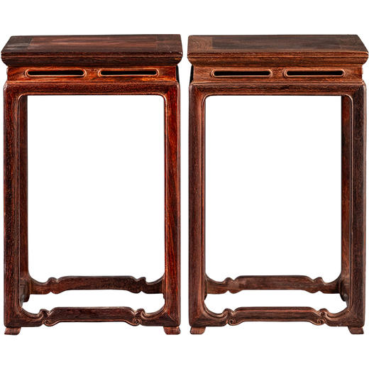 紫檀鱼门洞开窗花几摆件（一对） 商品图5