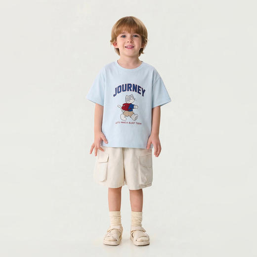 马克珍妮快乐猫咪男童透气纯棉T2026年夏装新款560328 商品图1