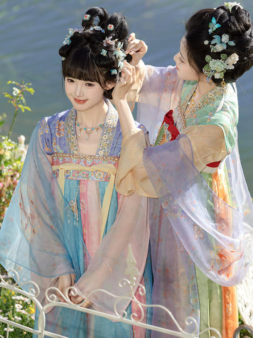 【重回汉唐琉璃碧】原创唐制齐胸衫裙襦裙披帛汉服女款成人姐妹装 商品图1