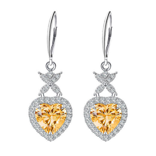 【黄水晶项链/耳钉】S925银轻奢时尚爱心吊坠饰品送女生日节日礼物JP25028/JE25028-水晶CC 商品图11