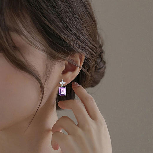 【紫水晶项链/耳钉】S925银轻奢吊坠饰品送女生节日礼物一物一证JP25009/JE25019-水晶CC 商品图10