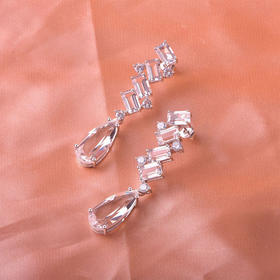 【天然白水晶耳钉】周六（3.21）中午12点开始 S925银彩色宝石耳饰品送女生生日节日礼物JE25061-水晶CC