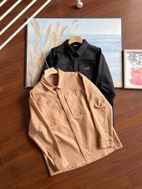 F0320106长袖衬衣春秋重磅棉夹克厚实硬挺防风防水男士外套