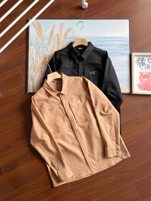 F0320106长袖衬衣春秋重磅棉夹克厚实硬挺防风防水男士外套 商品图0