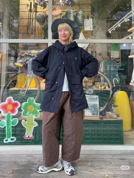 F032035女孩美式运动宽松多口袋连帽中长款梭织格子带帽防风防水冲锋衣 商品图10