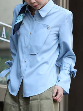 TYNVIE 领结袖衬衫-蓝色