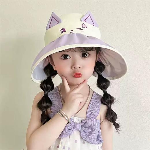 【大檐遮阳❗️超萌】大檐风扇帽夏季女童防晒帽防紫外线空顶遮阳帽可折叠男宝宝帽超萌,ya 商品图2
