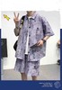 F0320129翻领复古国风短袖套装休闲纯色棉休闲运动两件套 商品缩略图5