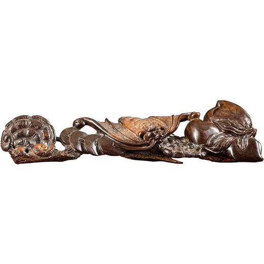 紫檀福寿双全山子摆件 商品图5