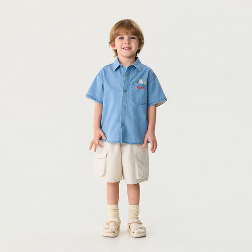 马克珍妮休闲松弛男童莱赛尔工装短裤2026年夏装新款560352 商品图3