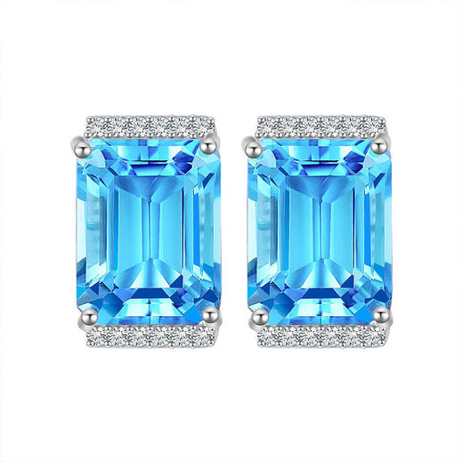 【托帕石轻奢耳钉】周六（3.21）中午12点开始 S925银时尚彩色宝石耳饰品送女士礼物JE25057-水晶CC 商品图4