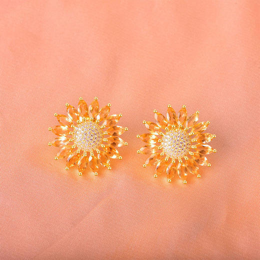 【黄水晶轻奢耳钉/项链】S925银时尚向日葵饰品送女生日节日礼物JE25053/JP25053-水晶CC 商品图4