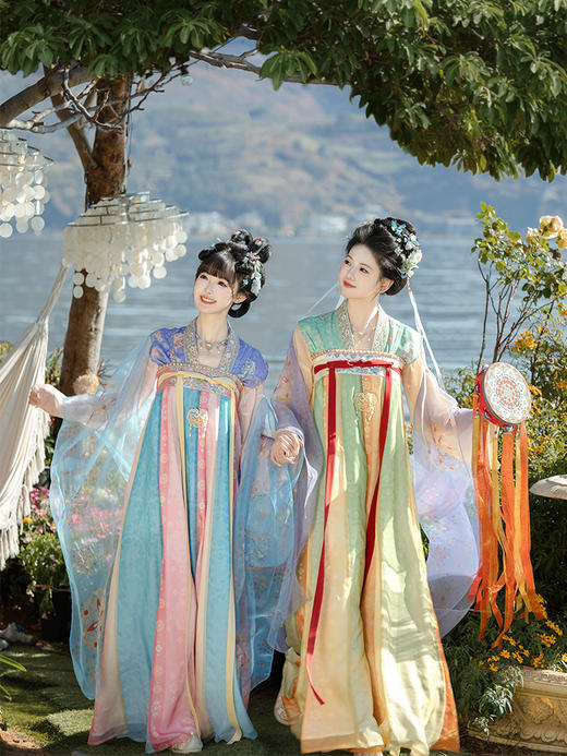 【重回汉唐琉璃碧】原创唐制齐胸衫裙襦裙披帛汉服女款成人姐妹装 商品图4