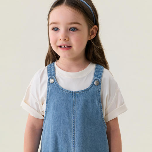 马克珍妮复古时髦女童牛仔背带裙2026年夏装新款560852 商品图2