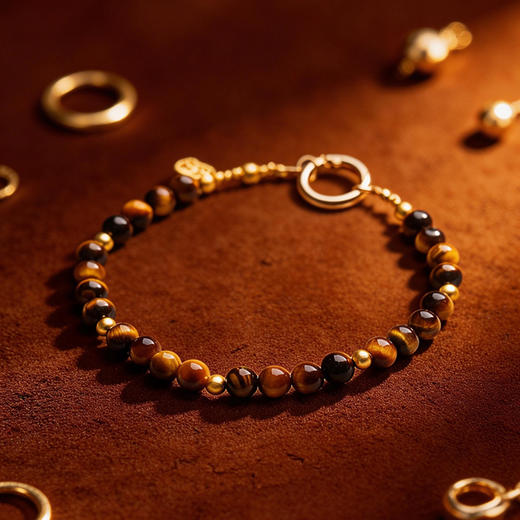 【祈愿吉品】「流金岁月」虎眼石圆环卡扣手机链相机防丢挂饰安全绳 商品图1