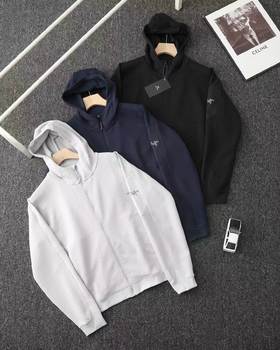 F032060华夫格连帽开衫外套情侣款刺绣logo透气保暖舒适简约夹克