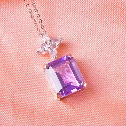 【紫水晶项链/耳钉】S925银轻奢吊坠饰品送女生节日礼物一物一证JP25009/JE25019-水晶CC 商品图4
