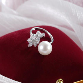 子佩集【结露凝香】银S925珍珠AOYA奥雅戒指【MZJZ001】10mm珠蝴蝶结2512