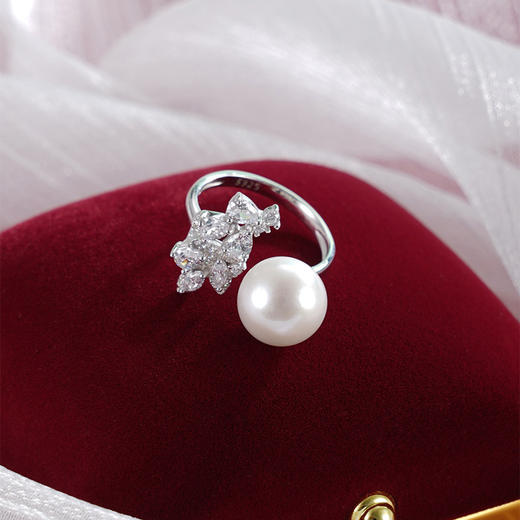 子佩集【结露凝香】银S925珍珠AOYA奥雅戒指【MZJZ001】10mm珠蝴蝶结2512 商品图0