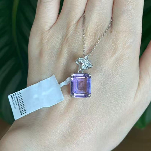【紫水晶项链/耳钉】S925银轻奢吊坠饰品送女生节日礼物一物一证JP25009/JE25019-水晶CC 商品图1