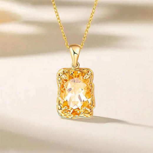 【黄水晶项链/耳钉】周六（3.21）中午12点开始 S925银轻奢时尚彩宝吊坠饰品送女士节日礼物JP25060/JE25060-水晶CC 商品图3