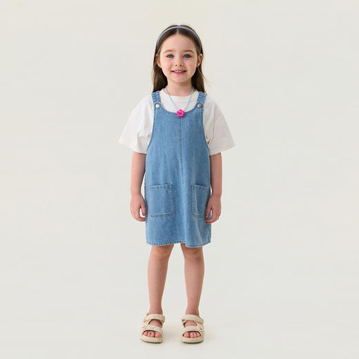 马克珍妮复古时髦女童牛仔背带裙2026年夏装新款560852 商品图1