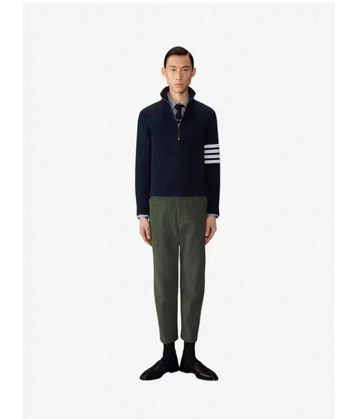 F0320136棉毛混纺半高领袖子四道杠半拉链长袖毛衣套头衫 商品图8