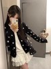 F032016春季新款休闲百搭黑底白星圆领少女感针织长袖开衫 商品缩略图8