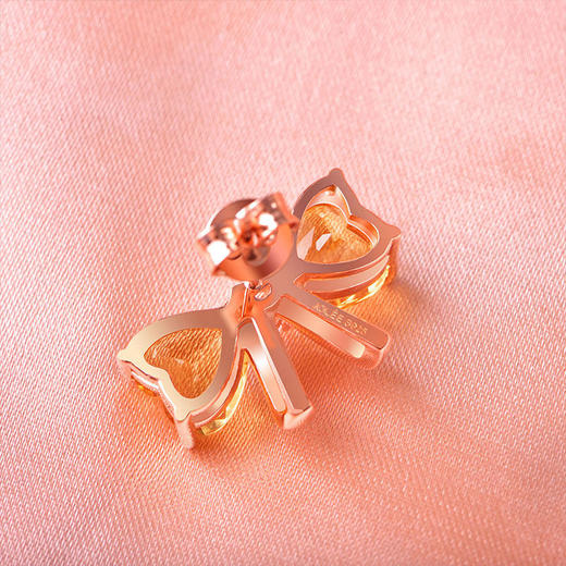 【黄水晶耳钉】S925银轻奢爱心蝴蝶结饰品送女生节日礼物一物一证JE25018-水晶CC 商品图5